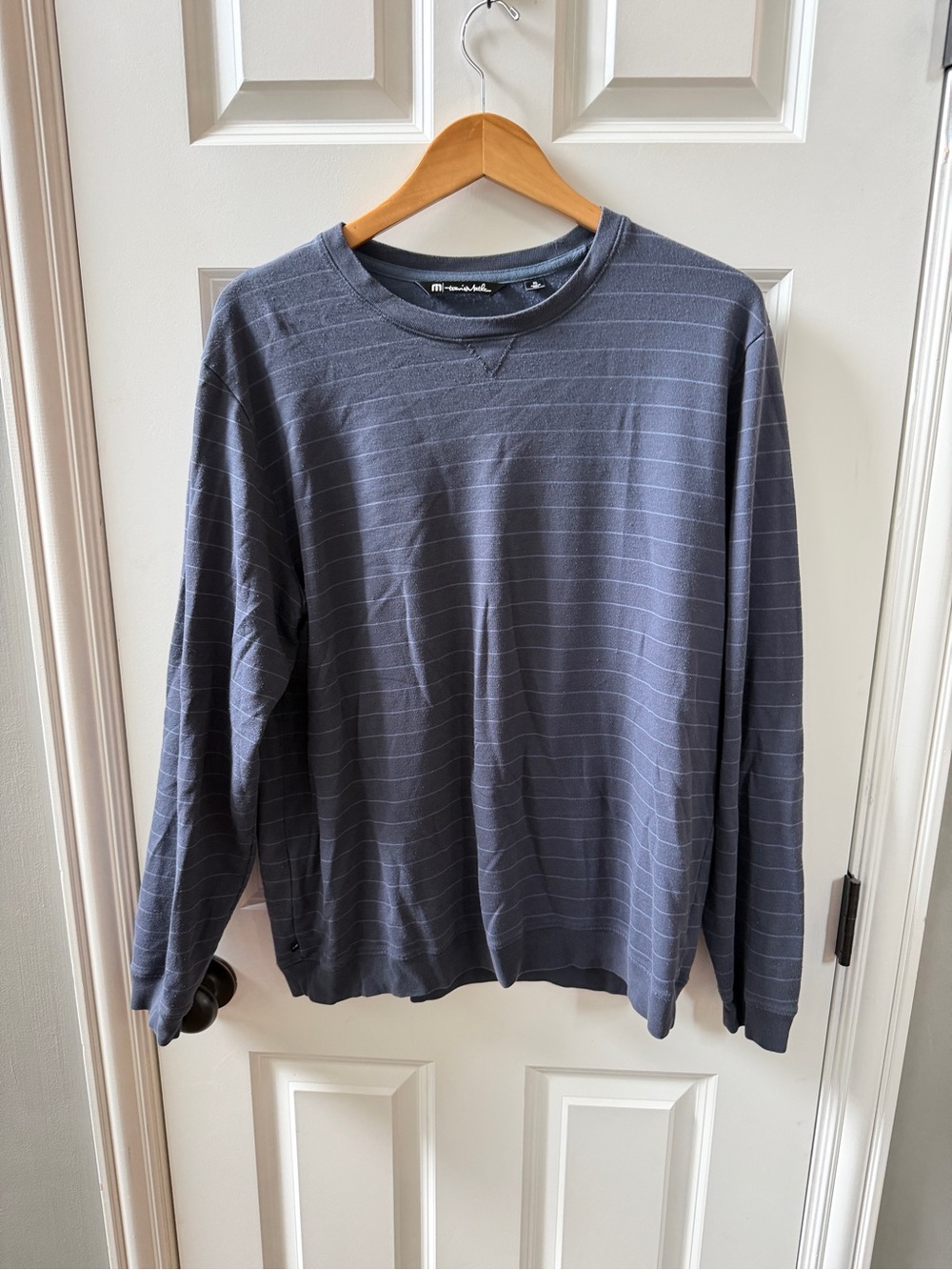 Travis Mathew Gray Striped Crewneck Sweatshirt